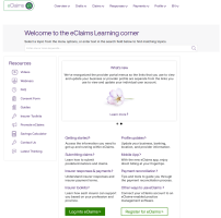 Welcome page of the eClaims learning corner