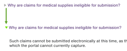 Collapse and expand buttons on the eClaims learning corner work