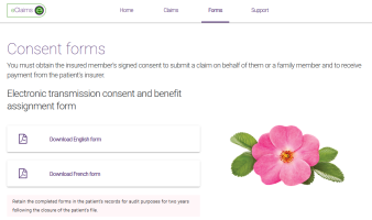 Consent forms page