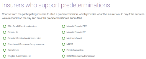 Insurers that support predeterminations