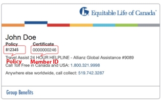 Equitable Life of Canada member card