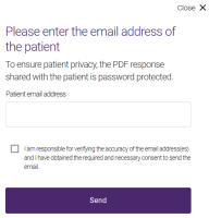 Please enter the email address of the patient dialog box