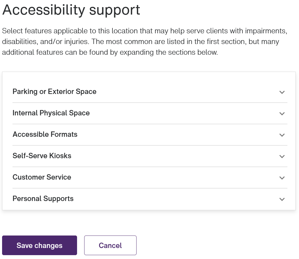 Managing accessibility support