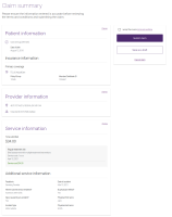 Claim summary page