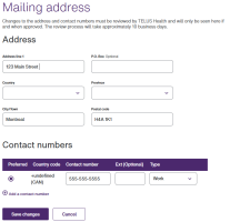The Mailing address window