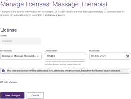 The Manage licenses window.