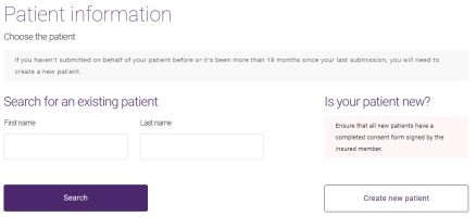 Patient information page