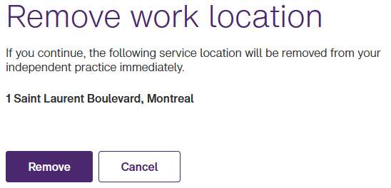 Removing an independent practice location
