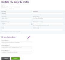 Extended update my security profile page