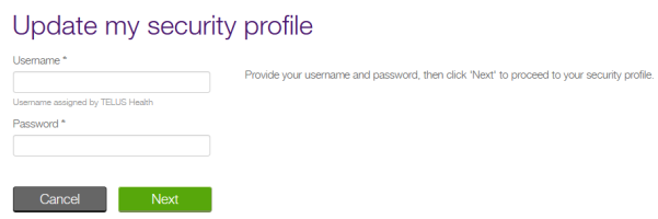Update my security profile page