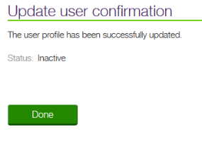 Update user confirmation screen
